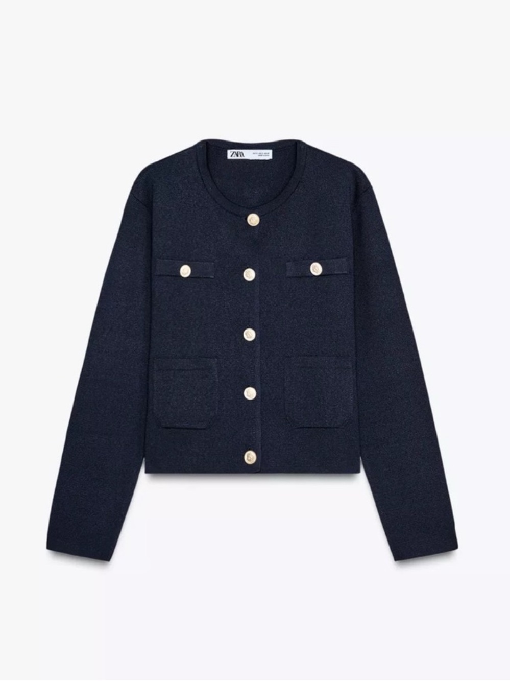 Zara Dark Blue Cardigan With Gold Buttons